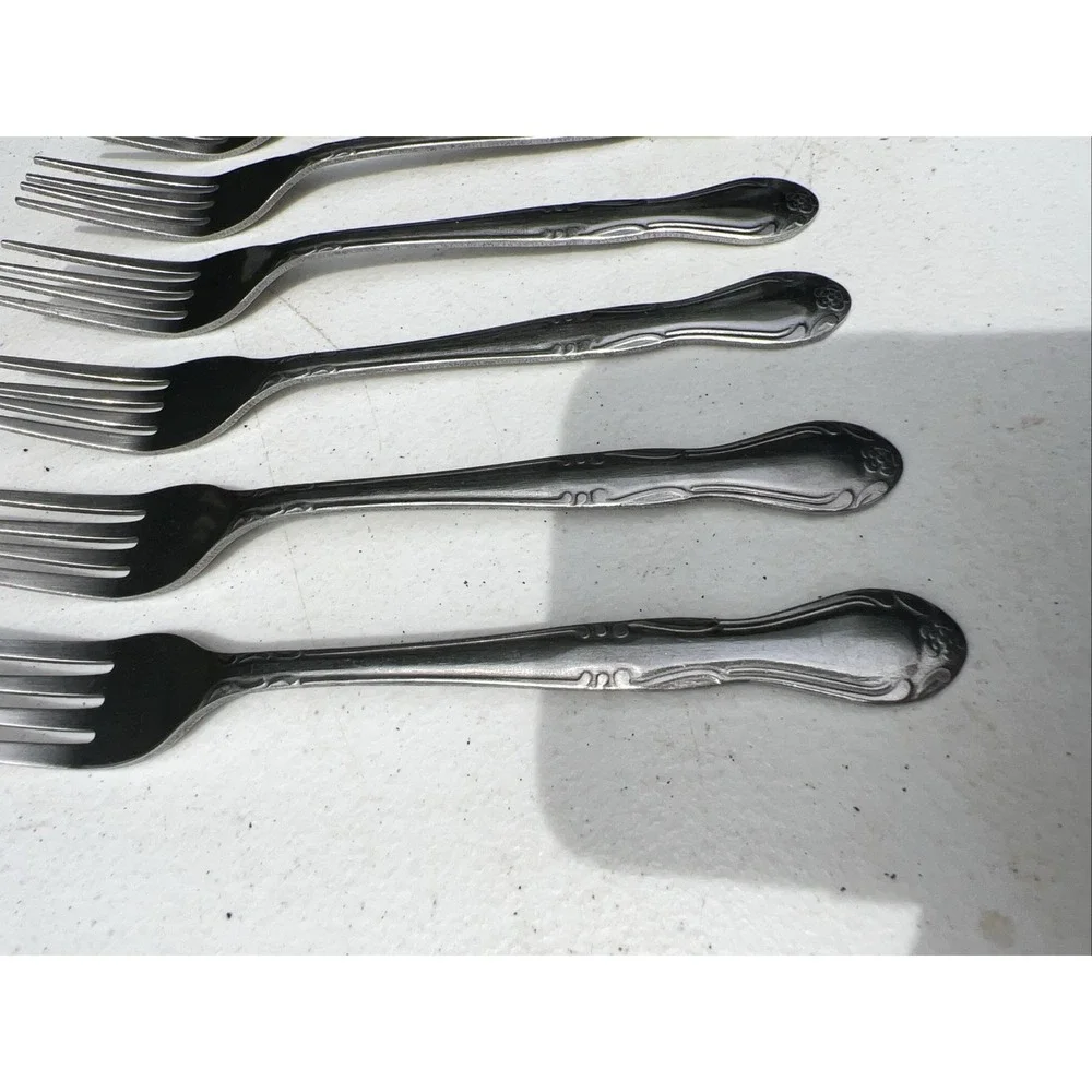 SET 6 DINNER  FORKS! Vintage ROSA LINDA stainless: By Libertyware